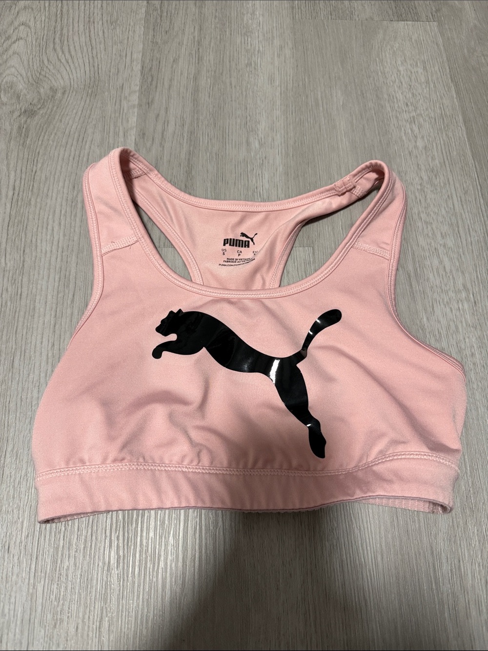 Puma Pink Sports Bra with Black Puma Cat Logo